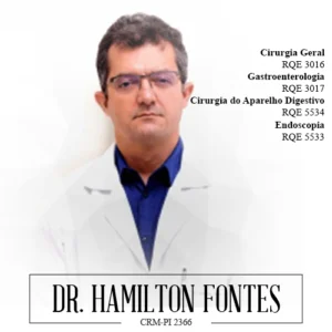 Dr. Hamilton Fontes, especialista em Gastroenterologia em Teresina, com atuação em doenças do aparelho digestivo e cirurgia digestiva.