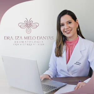 Dra. Iza Melo Dantas, médica especialista em Reumatologia em Aracaju. Atendimento especializado no diagnóstico e tratamento de artrite reumatoide, artrose, fibromialgia, lúpus, osteoporose e cuidados integrais com a saúde das articulações e doenças autoimunes em Sergipe.