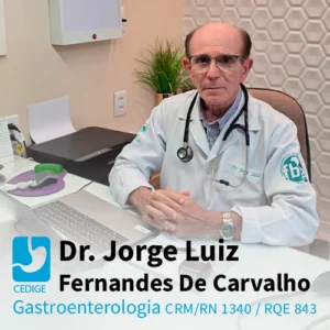 Dr. Jorge Luiz Fernandes de Carvalho, médico especialista em gastroenterologia em Natal - RN. Consulta gastroenterológica, avaliação do sistema digestivo, diagnóstico e tratamento de doenças do aparelho digestivo.