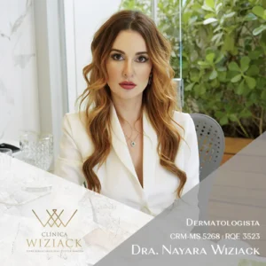 Dra. Nayara de Castro Wiziack, médica especialista em Dermatologia em Campo Grande. Atendimento dermatológico especializado para o diagnóstico e tratamento de doenças da pele, unhas e cabelos, como acne, melasma, queda capilar, psoríase, além da realização de exames preventivos de câncer de pele e procedimentos dermatológicos no Mato Grosso do Sul.