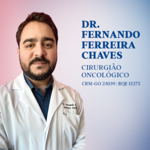 Dr. Fernando Ferreira Chaves, médico especialista em Cirurgia Oncológica em Goiânia. Atendimento especializado na avaliação, diagnóstico e tratamento cirúrgico de tumores benignos e malignos, biópsias, oncologia cirúrgica de alta complexidade e acompanhamento preventivo do câncer em Goiás.