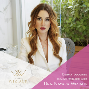 Dra. Nayara de Castro Wiziack, médica especialista em Dermatologia em Campo Grande. Atendimento dermatológico especializado para o diagnóstico e tratamento de doenças da pele, unhas e cabelos, como acne, melasma, queda capilar, psoríase, além da realização de exames preventivos de câncer de pele e procedimentos dermatológicos no Mato Grosso do Sul.