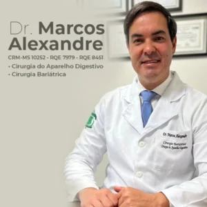 Dr. Marcos Alexandre, médico especialista em Cirurgia Bariátrica em Dourados. Atendimento especializado para o tratamento cirúrgico da obesidade grave, cirurgia metabólica, acompanhamento pré e pós-operatório e procedimentos para redução de estômago no Mato Grosso do Sul.