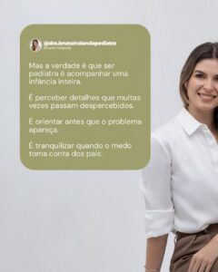 Bruna Holanda, especialista em Pediatria em Maceió-AL, com atuação em consulta pediátrica e acompanhamento da saúde infantil.
