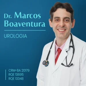 Dr. Marcos Boaventura, especialista em urologia em Salvador, Bahia, com atuação no diagnóstico e tratamento de doenças urológicas.